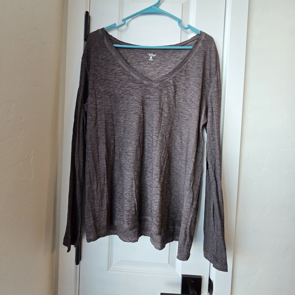Women's‎ Xl Xtra Large V Neck Long Sleeve Shirt Great Northwest Indigo Grey Gray